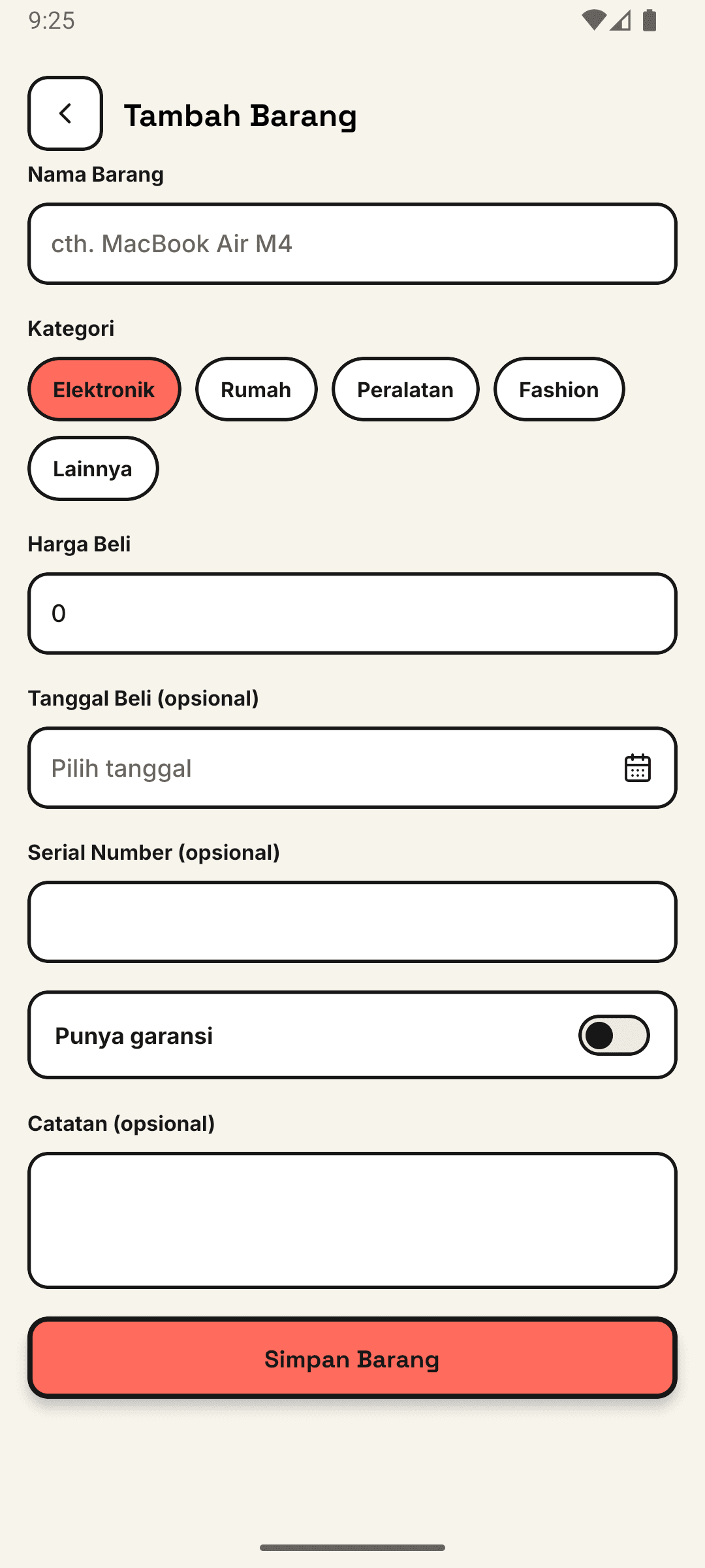 Tambah barang Keliva