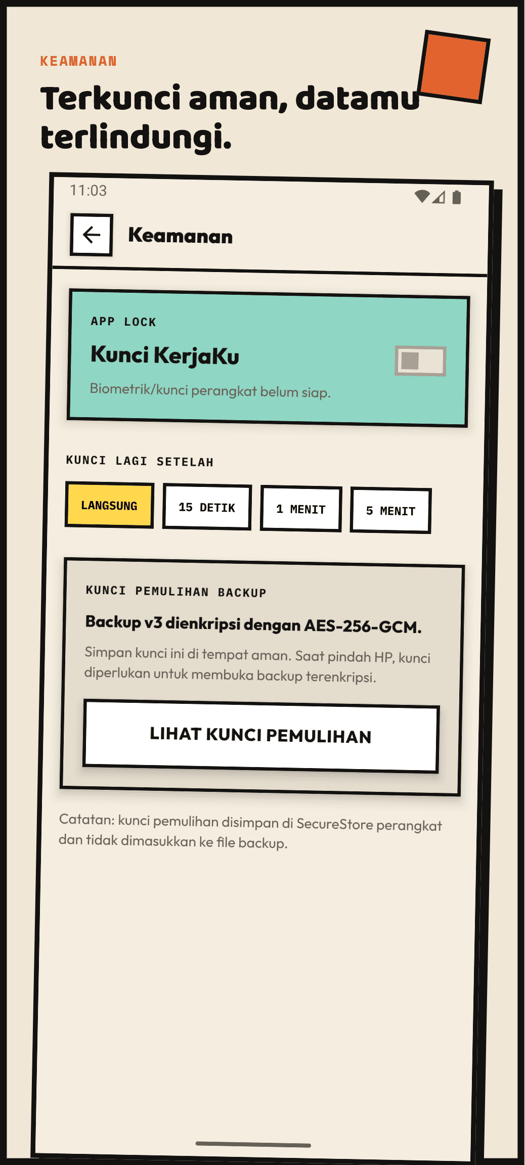 Pengaturan keamanan KerjaKu